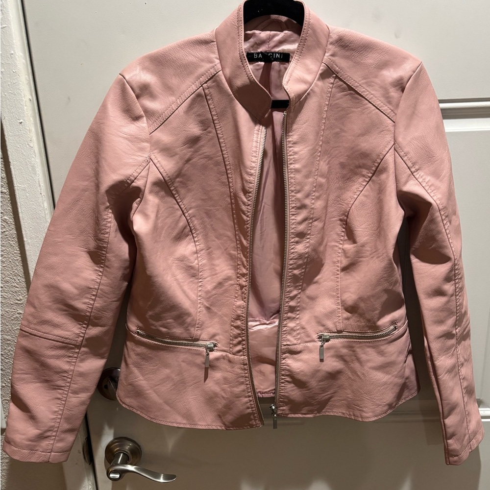 Baccini women's faux leather moto-style blush pink medium - Picture 1 of 4